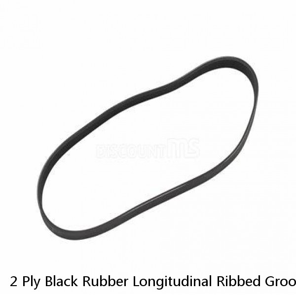2 Ply Black Rubber Longitudinal Ribbed Grooved Conveyor Belt 6Ft X 30" #1 image