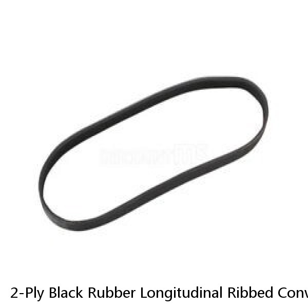 2-Ply Black Rubber Longitudinal Ribbed Conveyor Belt 26" Wide 11' Long #1 image
